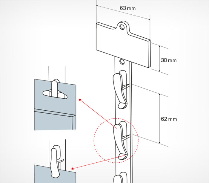 <transcy>Suspended plastic tape CLIP STRIP-W, 6 hooks</transcy>