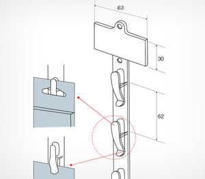 <transcy>Suspended plastic tape CLIP STRIP-W, 12 hooks</transcy>