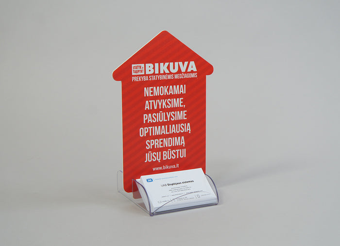 Information stand with business card holder