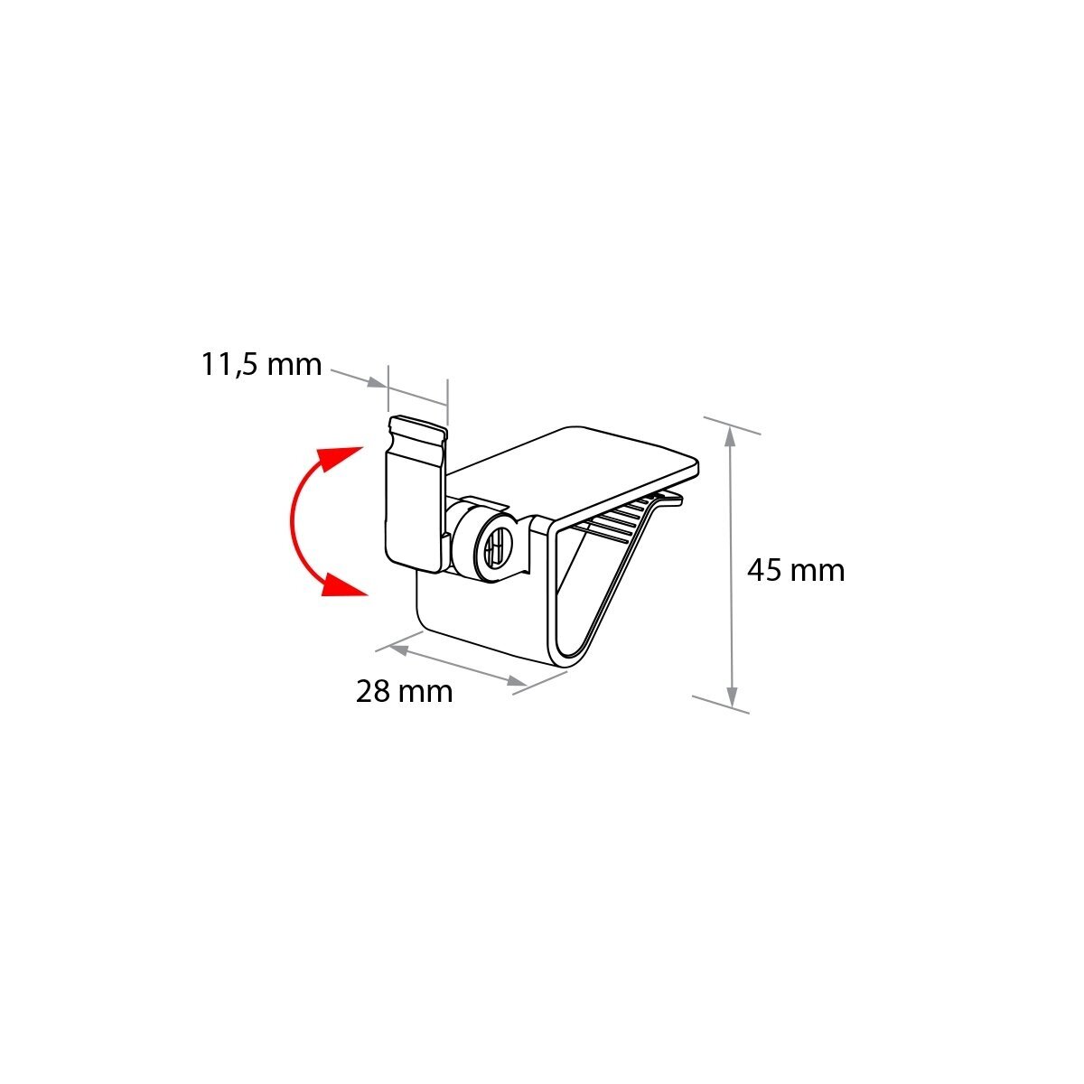 Gnybtas medinems lentynoms viršutinė pozicija EDGE-CLIP-HP 3 Gnybtas medinems lentynoms viršutinė pozicija EDGE-CLIP-HP 3