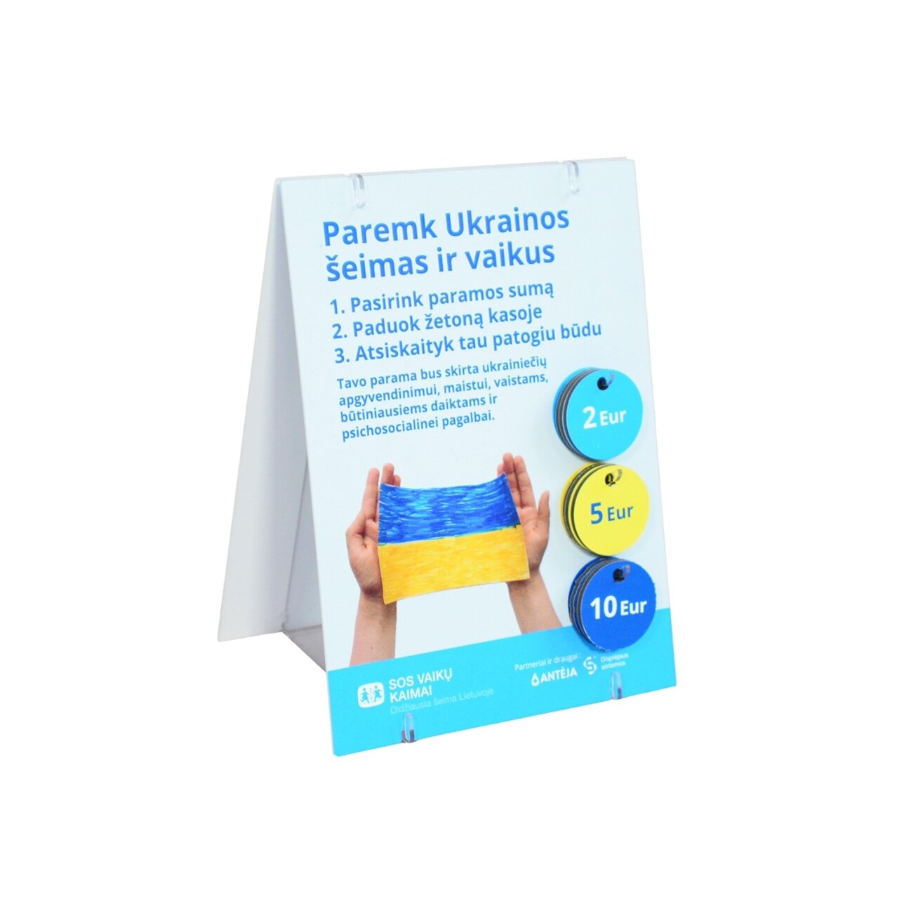 Paramos žetonų stovelis AUKOJIMAS