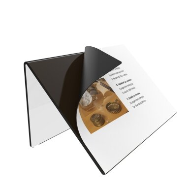 Freestanding information holder with a replaceable magnetic promotional message MUZIEJUS