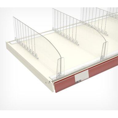 Plastikinis bėgelis pertvarėlių tvirtinimui T-RAIL30-TF-1250