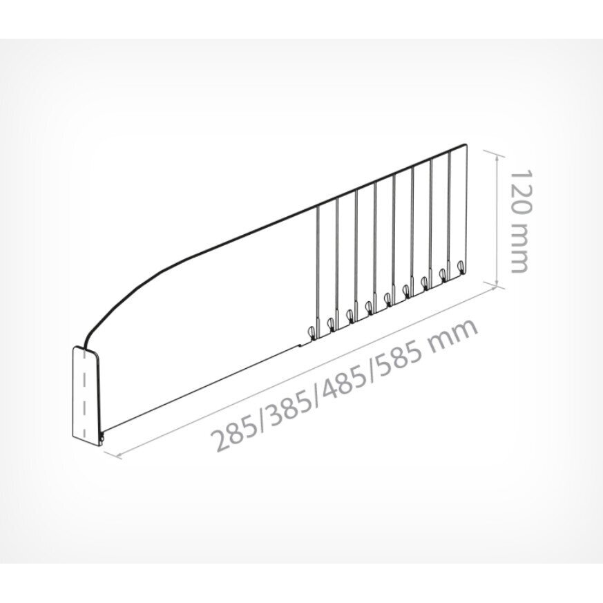 Breakable divider DIV120 with 80 mm high T-front. 3